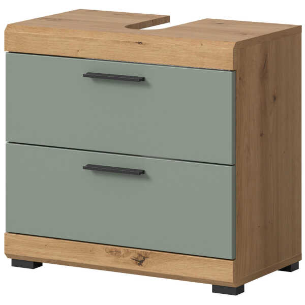 Inn.Furn WASCHBECKENUNTERSCHRANK Salbeigrün, Eiche Artisan