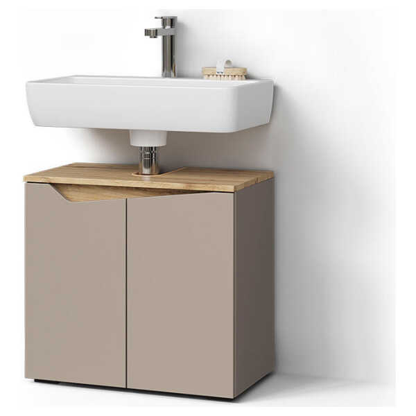 Livinity® WASCHBECKENUNTERSCHRANK Greige, Eiche Artisan