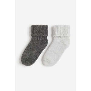 H&M 2er-Pack Socken aus Wollmix Dunkelgrau/Hellgrau in Größe 25/27. Farbe: Dark grey/light grey