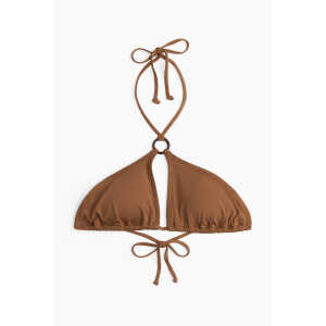 H&M Wattiertes Neckholder-Bikinitop Braun, Bikini-Oberteil in Größe 32. Farbe: Brown