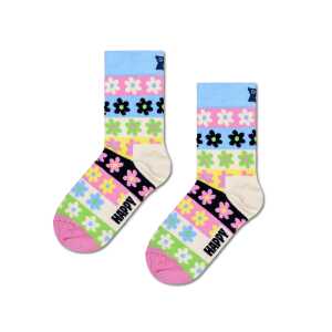 Hellblaue Flower Stripe Crew Socken