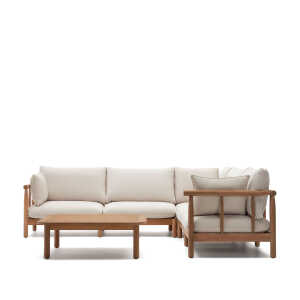 Kave Home - Sacova Set aus 5-Sitzer-Ecksofa und Couchtisch massives Eukalyptusholz FSC 100%