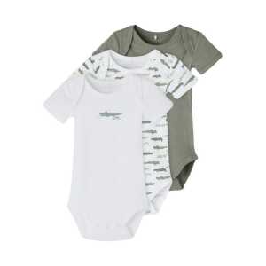 Name It Kurzarmbody Unisex kurzarm Baby Bodys Kroko Agave Green-56 (Packung, 3-tlg., 3er-Pack) mit Druckknöpfen im Schritt