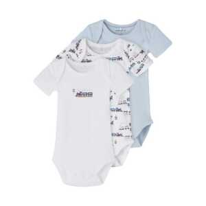 Name It Kurzarmbody kurzarm Baby Bodys im 3er Pack Zug Motiv Heather-56 (Packung, 3-tlg., 3er-Pack) mit Druckknöpfen im Schritt