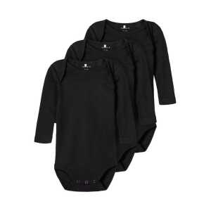 Name It Langarmbody 3er Pack Baby Bodys langarm Black-68 (Packung, 3-tlg., 3er-Pack) mit Druckknöpfen im Schritt