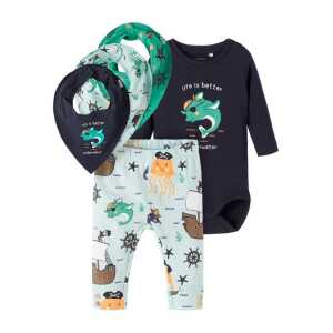 Name It Langarmbody Name It Baby Jungen Langarm-Body-Set 5-teilige Pastel Turquoise-80