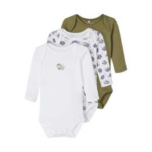 Name It Langarmbody Unisex Baby 3er Pack Bodys Bio-Baumwolle Turtle Loden Green-68 (Packung, 3-tlg., 3er-Pack) mit Druckknöpfen im Schritt