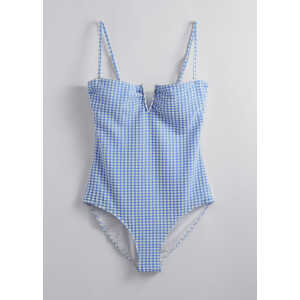 & Other Stories Bandeau-Badeanzug Vichy-Muster Blau/Weiß, Badeanzüge in Größe 40. Farbe: Blue/white gingham