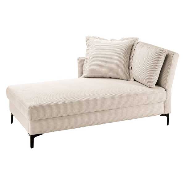 home24 Recamiere Hillarys I Weiß Cordstoff Balda 96 x 80 x 220cm Ausrichtung rechts Skandi