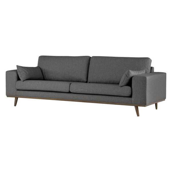 home24 3-Sitzer Sofa Grau Webstoff Lark 237 x 81 x 88cm Skandi