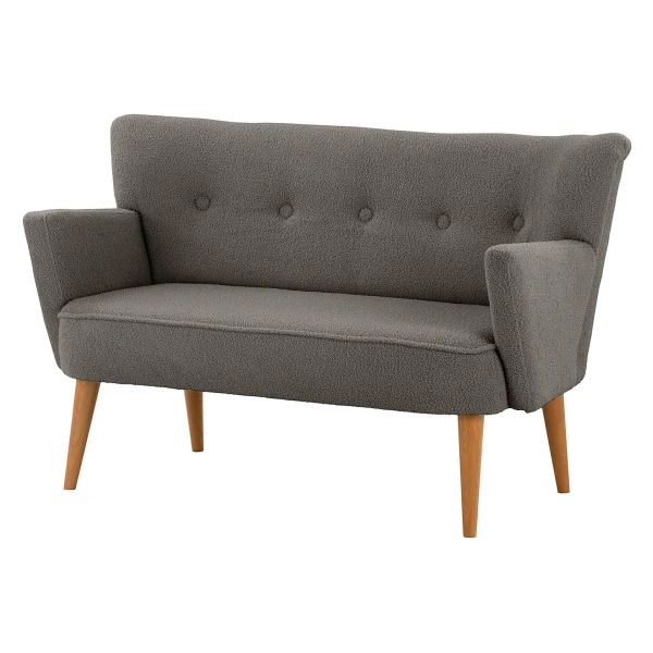home24 2-Sitzer Sofa mit Armlehnen Grau Bouclé Stoff Nola Skandi