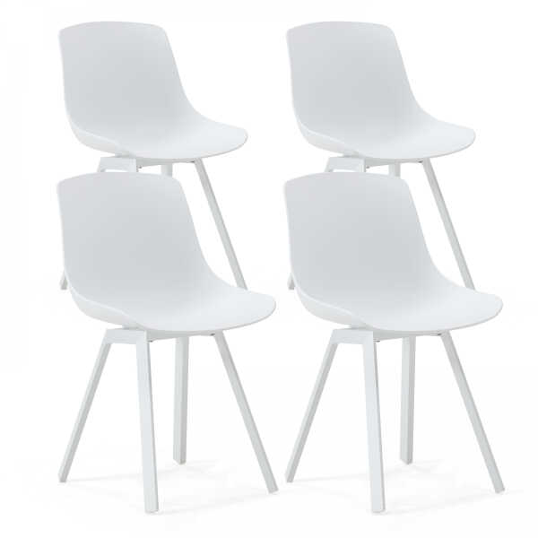 4er-Set skandinavische Stühle Weiß