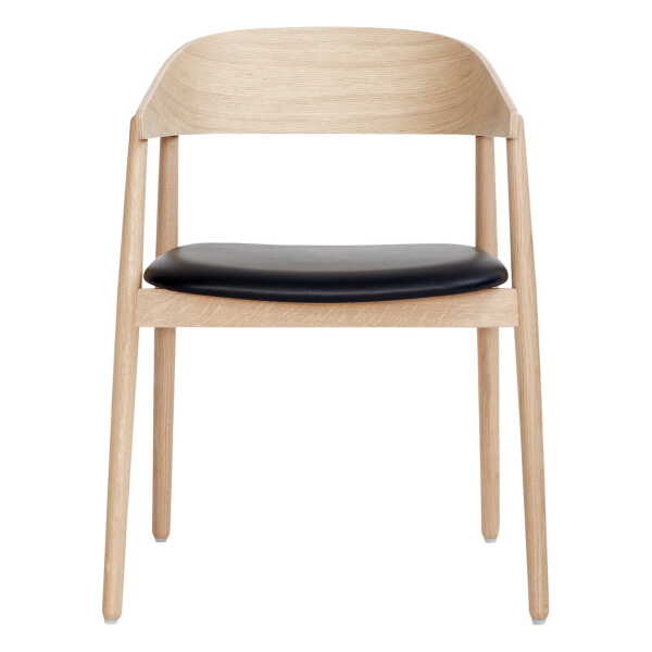 Andersen Furniture - AC2 Stuhl, Eiche weiß pigmentiert / Leder schwarz