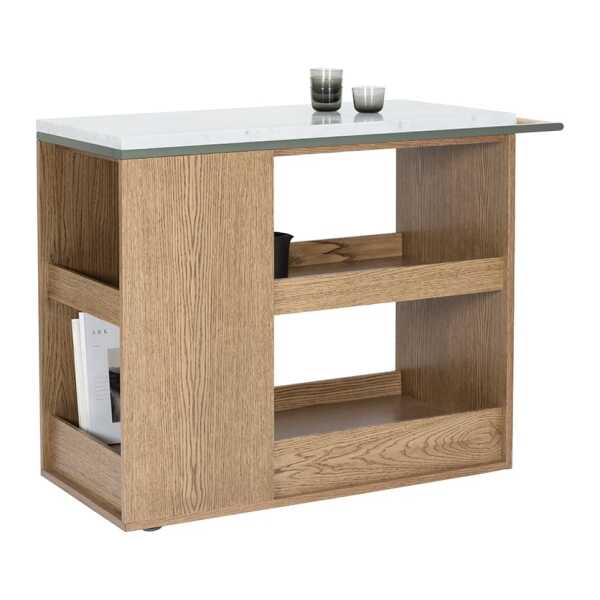 Asplund Remy Servierwagen Walnussgebeizte Eiche (p4), Carrara Marmor, green khaki