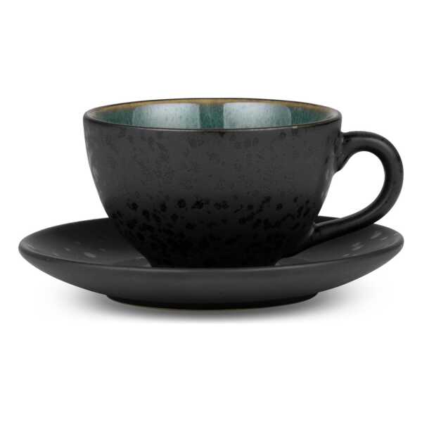 Bitz Bitz Tasse mit Untersetzer schwarz Grün