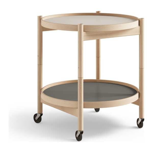 Brdr. Krüger Bølling Tray Table model 50 Servierwagen Stone, Buchenholzgestell geölt