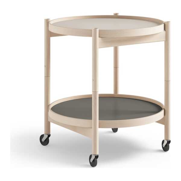 Brdr. Krüger Bølling Tray Table model 50 Servierwagen stone, unbehandeltes Buchenholzgestell