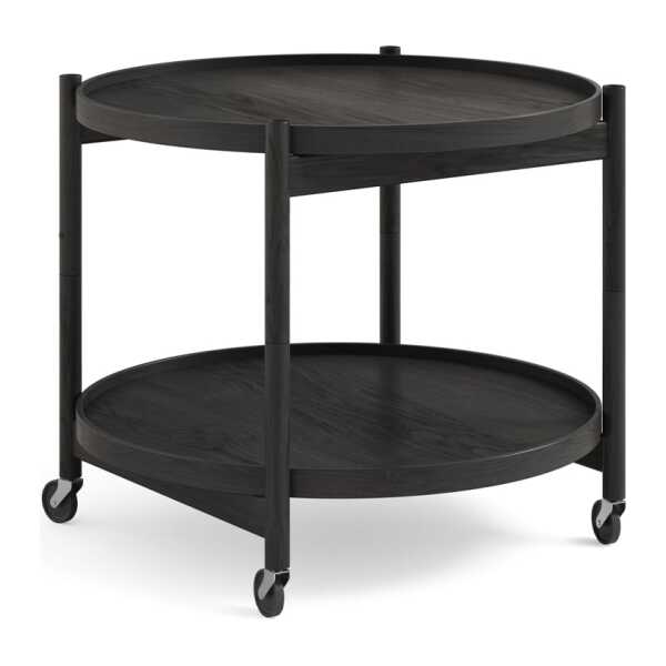 Brdr. Krüger Bølling Tray Table model 60 Servierwagen Eiche schwarz lackiert, Eichengestell schwarz lackiert
