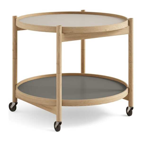 Brdr. Krüger Bølling Tray Table model 60 Servierwagen Stone, Eichengestell geölt