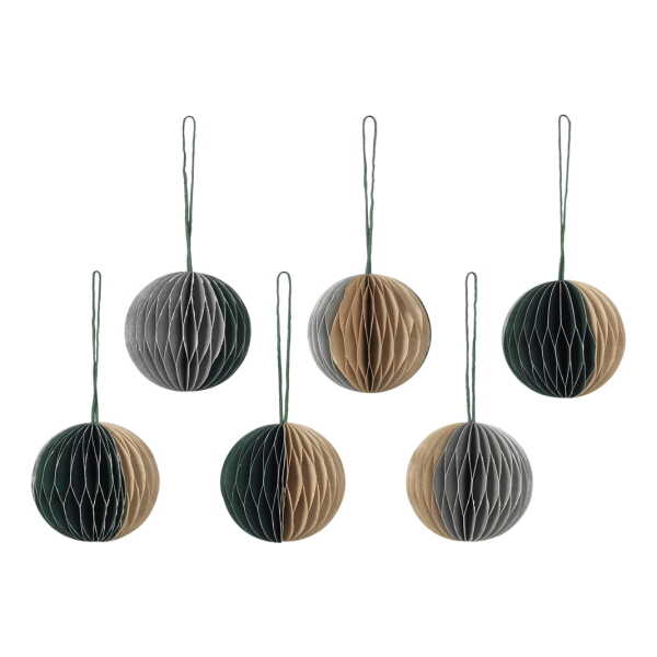 Broste Copenhagen - Christmas Ball Deko-Anhänger, ⌀ 5 cm, gemische Farben (1) (6er-Set)