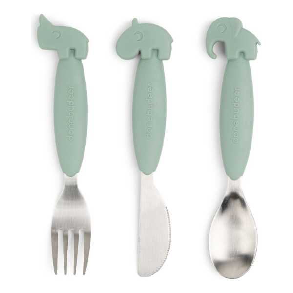 Done by deer Deer Friends Easy-grip Besteckset 3 Teile Green