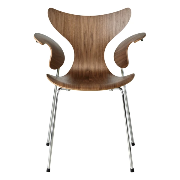 Fritz Hansen - Lily Armlehnstuhl, Chrom / Walnuss natur