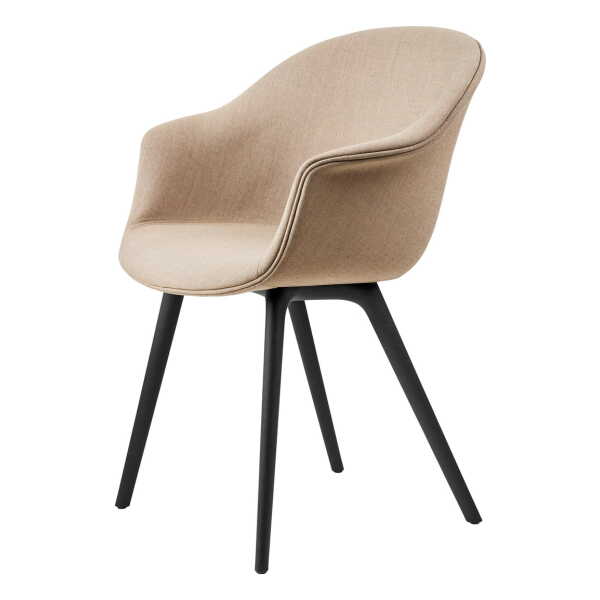 GUBI - Bat Dining Stuhl Vollpolsterung (Plastic Base), Schwarz / Remix 3 (233)