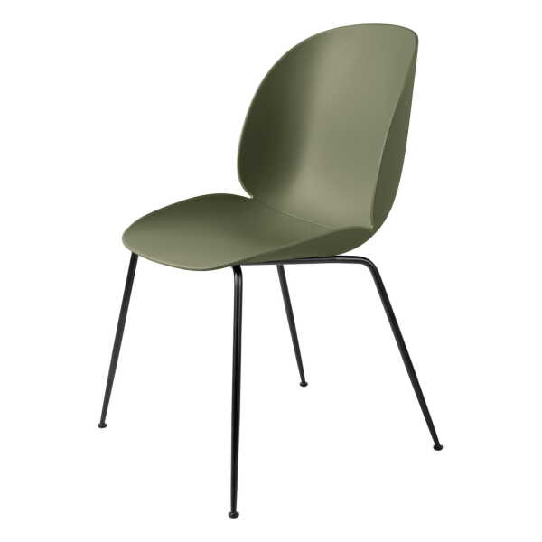 GUBI - Beetle Dining Chair, Conic Base schwarz / fern green