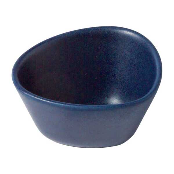 LIND DNA Curve Stoneware Schale S 10 x 11cm Navy blue