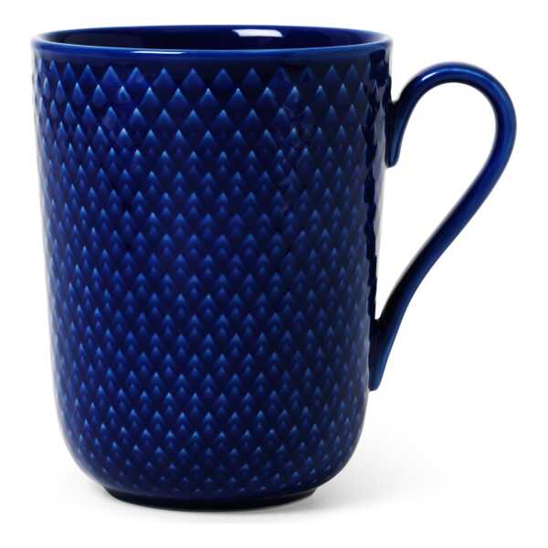 Lyngby Porcelæn Rhombe Tasse mit Henkel 33cl Dunkelblau