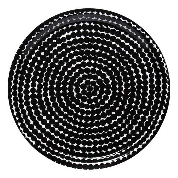 Marimekko Räsymatto Tablett Ø31cm Schwarz-weiß