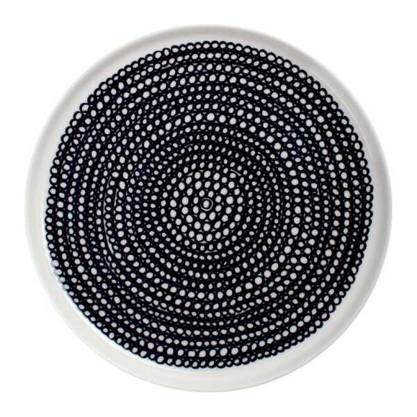 Marimekko Räsymatto Teller Ø 20cm Schwarz-weiß (kleine Punkte)