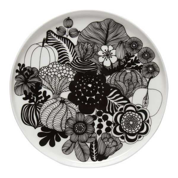 Marimekko Siirtolapuutarha Teller Ø 20cm Schwarz-weiß (100 Jahre Finnland)