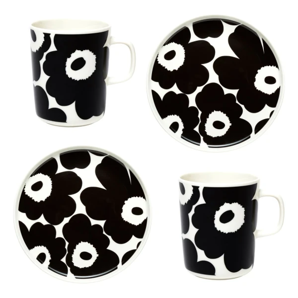 Marimekko Unikko Frühstücksset Weiß-schwarz