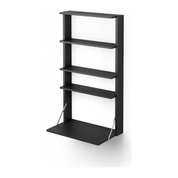 Massproductions Gridlock - M1-A4-0-D Wandregal mit Schreibtisch Black stained Ash