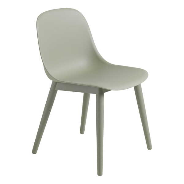 Muuto - Fiber Side Chair Wood Base, dusty green recycled
