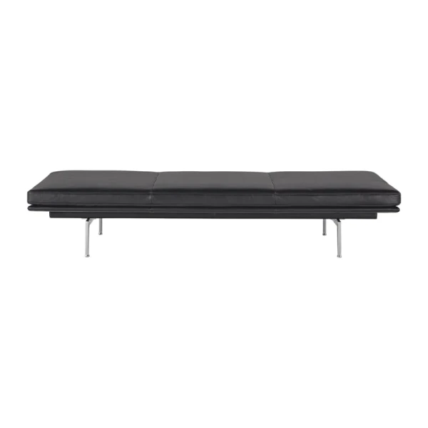 Muuto Outline Tagesbett Refine leather black-Aluminium