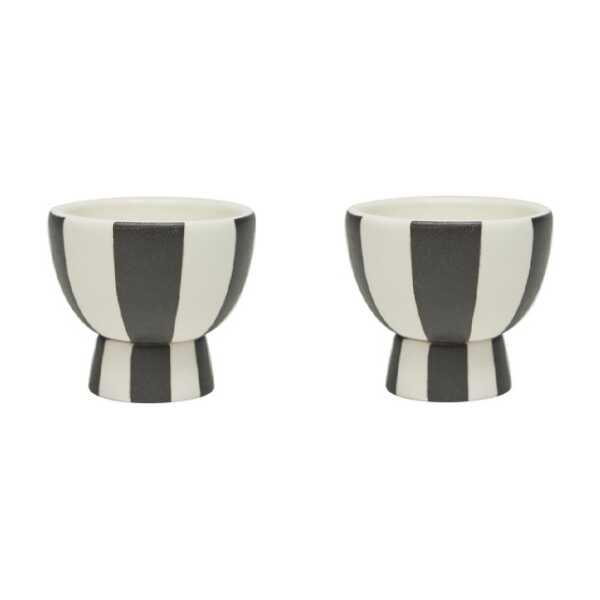 OYOY Toppu Eierbecher 2er-Pack White-black