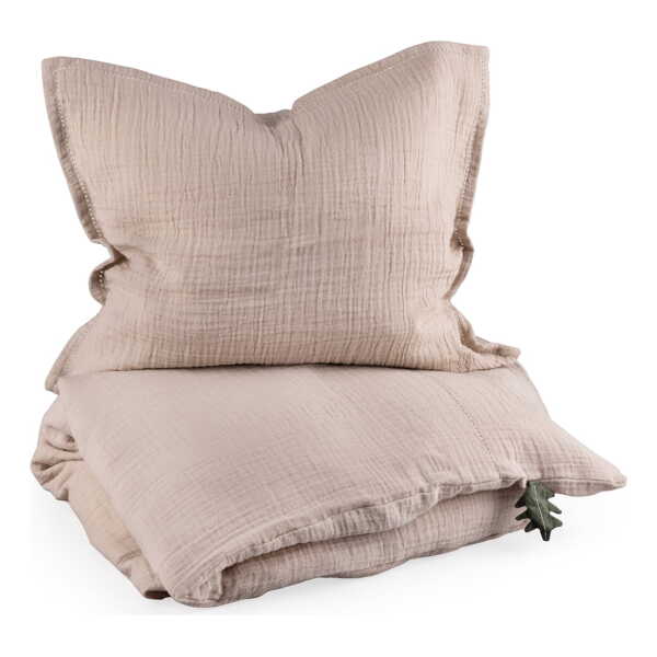Sebra - Baby-Bettwäsche aus Musselin, 100 x 70 cm, seabreeze beige