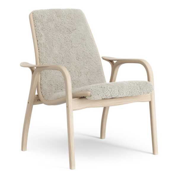 Swedese Laminett Sessel Eiche weiß pigmentiert/Schaffell Moonlight (beige)