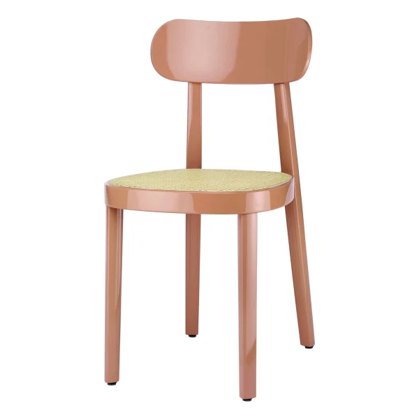 Thonet - 118 Stuhl, Rohrgeflecht mit Kunststoffstützgewebe / Buche altrosa hochglanz lackiert
