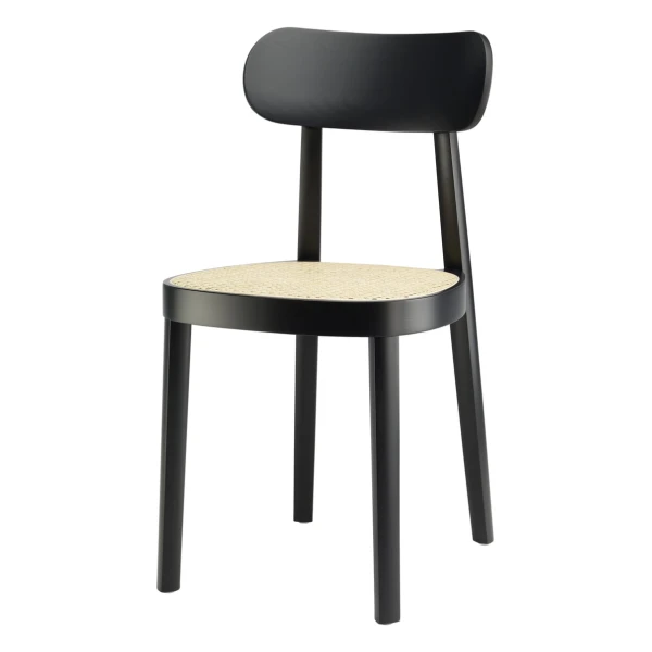 Thonet - 118 Stuhl, Rohrgeflecht mit Kunststoffstützgewebe / Buche schwarz gebeizt (TP 29)