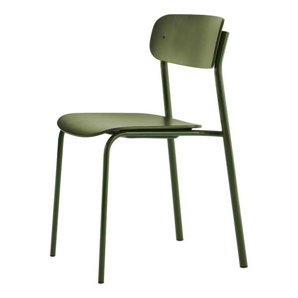 Thonet - S 243 Stuhl, olivgrün (RAL 6003) / Buche olivgrün gebeizt (nach RAL 6003) / Nieten schwarz
