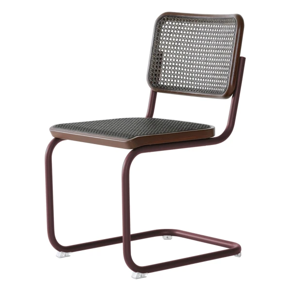 Thonet - S 32 V Stuhl, kastanie / Eiche gebeizt / Rohrgeflecht mit Stützgewebe dark melange