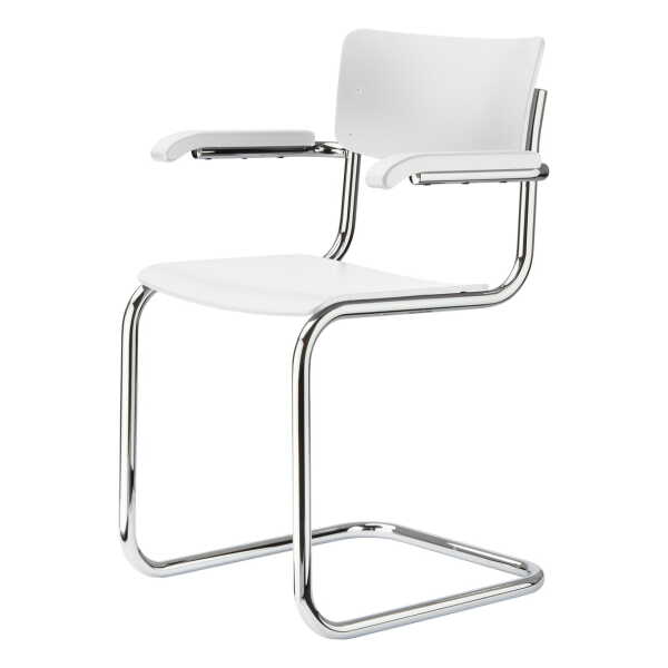 Thonet - S 43 F Stuhl, Chrom / Buche weiß lasiert (TP 200)
