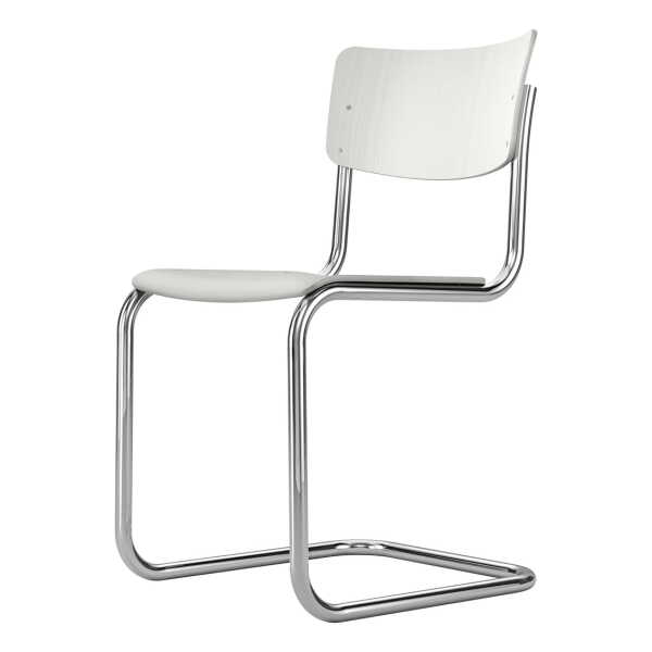 Thonet - S 43 Freischwinger, Chrom / weiß lasiert TP 200