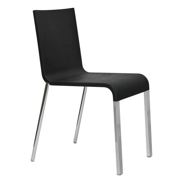 Vitra - .03 Stuhl stapelbar, pulverbeschichtet silber glatt / basic dark (Kunststoffgleiter)