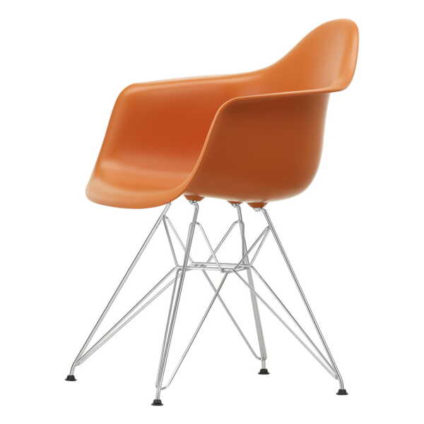 Vitra - Eames Plastic Armchair DAR RE, verchromt / rostorange (Filzgleiter basic dark)