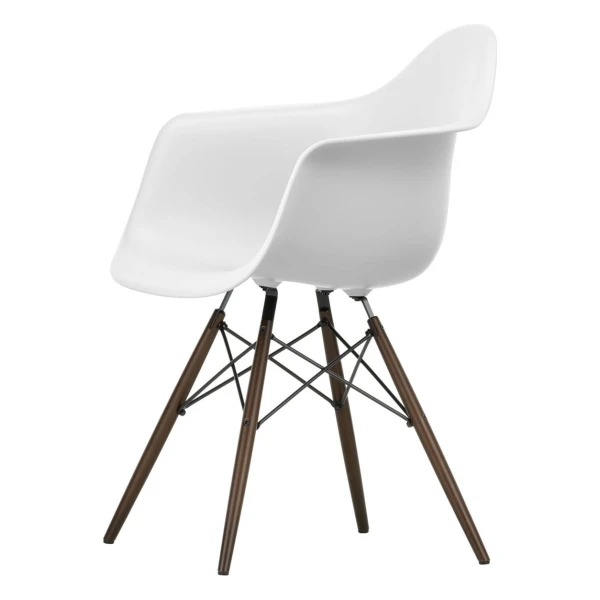 Vitra - Eames Plastic Armchair DAW RE, Ahorn dunkel / baumwollweiß (Filzgleiter basic dark)