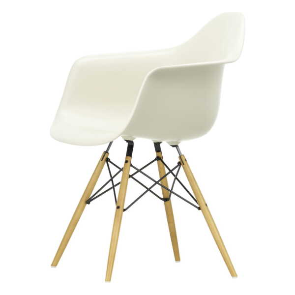 Vitra - Eames Plastic Armchair DAW RE, Ahorn gelblich / kieselstein (Filzgleiter basic dark)